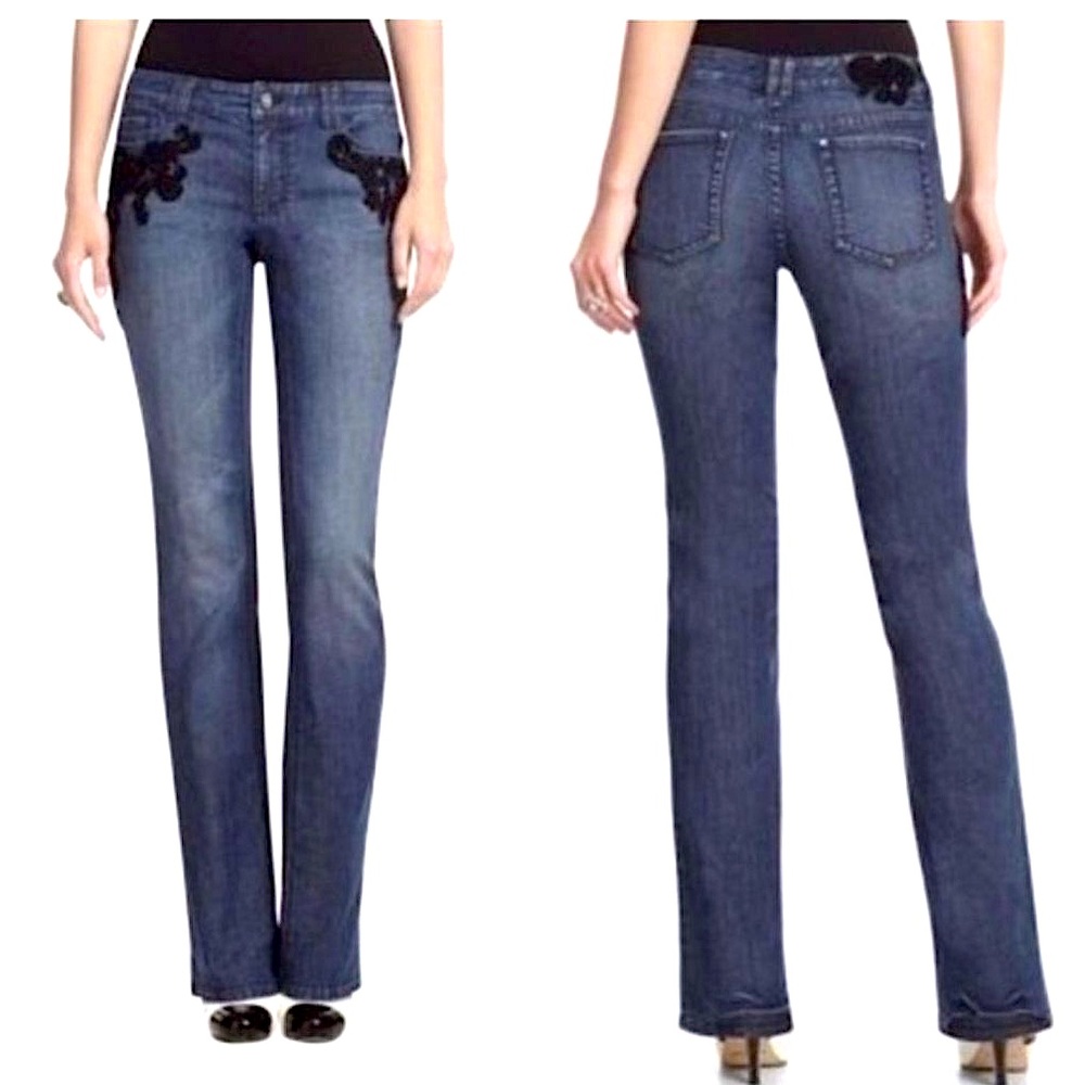 WHBM APPLIQUÉ BOOT CUT JEANS